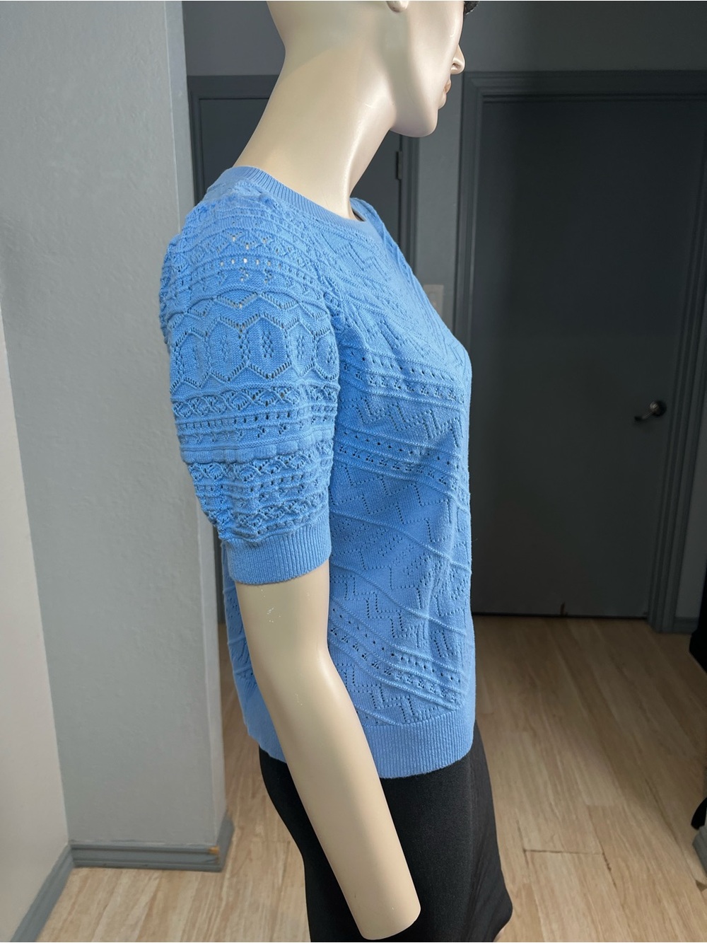 LOFT Sky Blue Knit Short Sleeve Top - Picture 9 of 12
